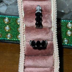 Black Spinel 3 stones each Ring & Pendant